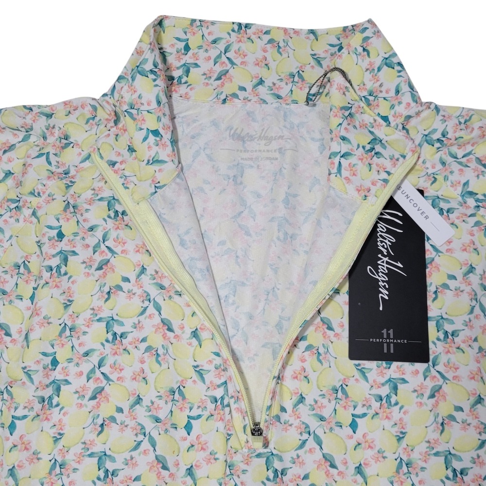 1/4 Zip Golf Suncover Shirt Womens Large Lemon Long Sleeve UPF 50 Athleisure NEW